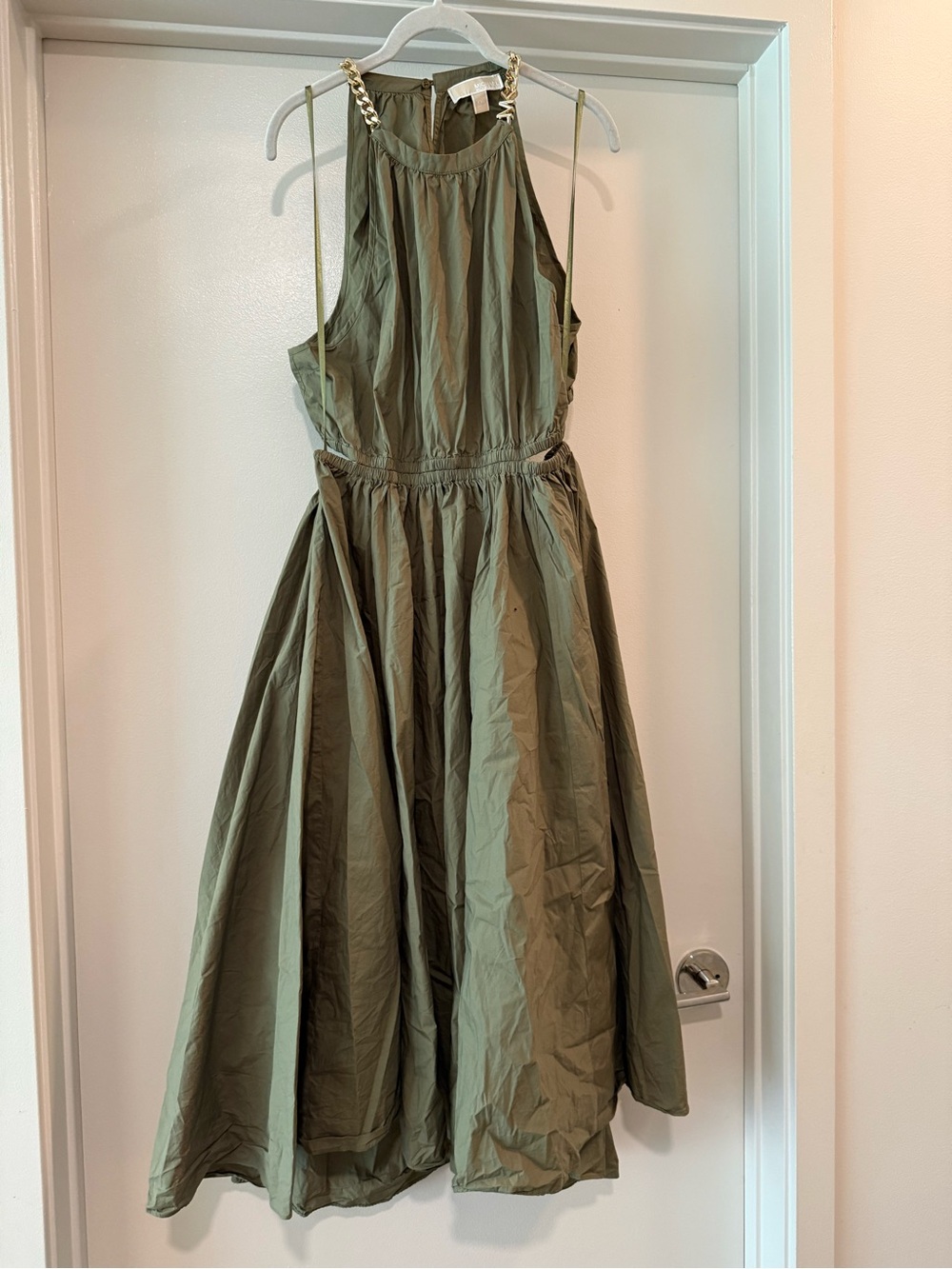 Michael Kors Olive Green Dress with Gold Chain Accent